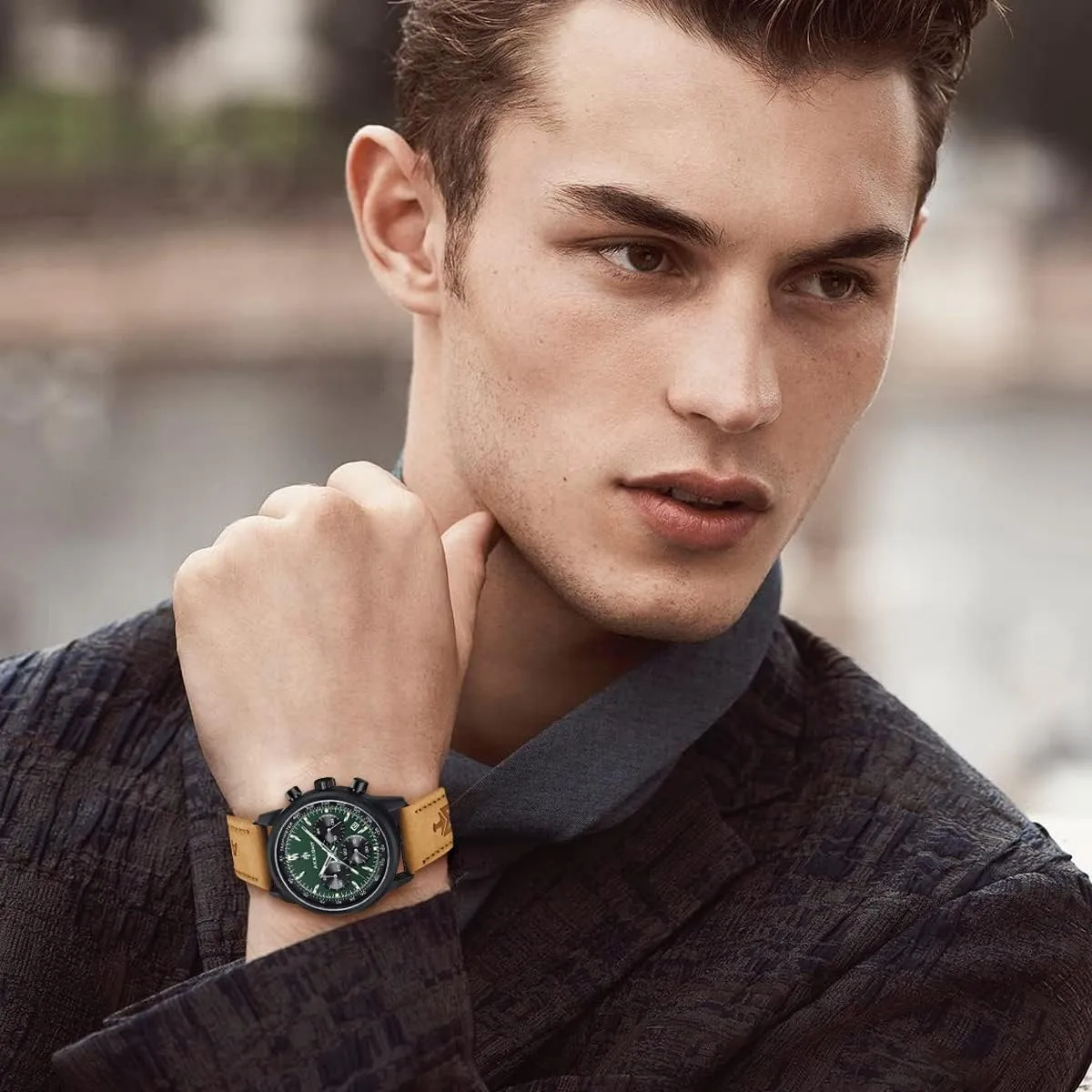 Quartz Analog Fashion Business Sport Work Wrist Watches Men Watch Watch command abhor automobile glide pottery for Men Waterproof Stainless Steel Chronograph 