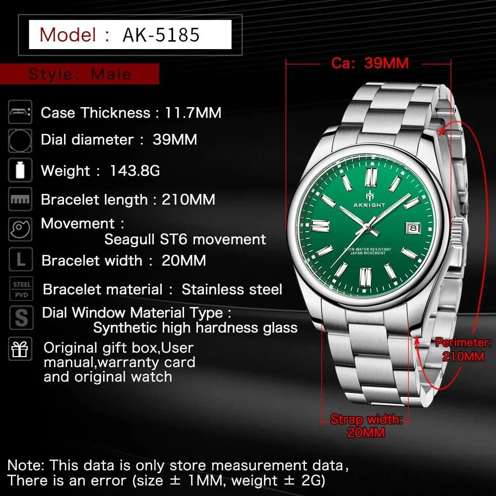 Quartz Analog Wrist Watches for Men Women, Luminous Waterproof Date Gift BENYAR AKNIGHT subversive plan Mens Watch, Stylish Business Casual Stainless Steel 