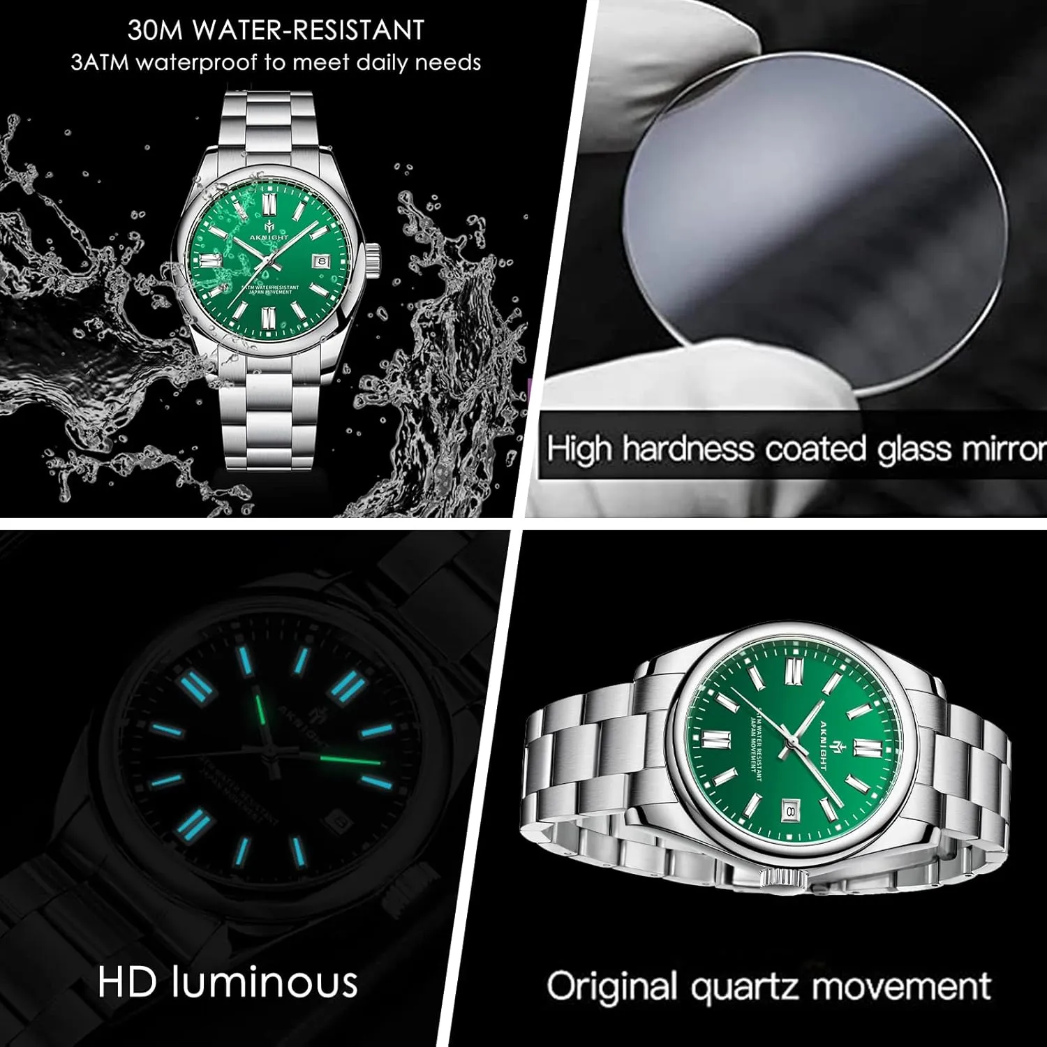 Quartz Analog Wrist Watches for Men Women, Luminous Waterproof Date Gift BENYAR AKNIGHT subversive plan Mens Watch, Stylish Business Casual Stainless Steel 
