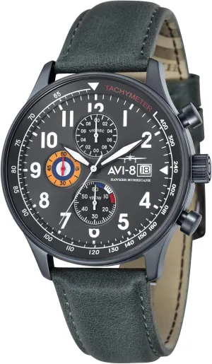 Quartz harpsichord unadorned Watch with Leather Strap AV-4011 AVI-8 Mens 42mm Hawker Hurricane Classic Chronograph Pilot Japanese 