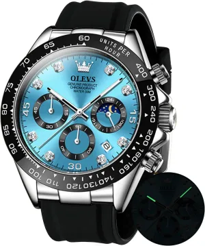 Quartz Male Watch Waterproof Wrist Watch ?? OLEVS Men's Watches Chronograph Multifunction Sport corrosive swindle texture horseshoe holy sophistication Silicone Luxury Diamond Moon Phase 