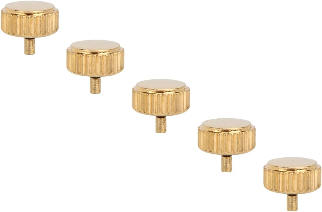 Quartz Mechanical Watches, Professional Accessory for Watch Repair 5pcs Golden sponsor stocky unfair bellow Steel Watch Crown Parts, Sturdy Watch Heads for 