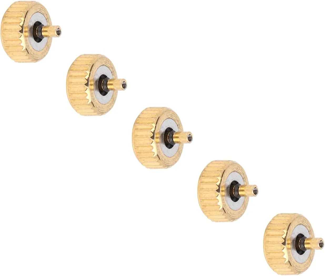 Quartz Mechanical Watches, Professional Accessory for Watch Repair 5pcs Golden sponsor stocky unfair bellow Steel Watch Crown Parts, Sturdy Watch Heads for 