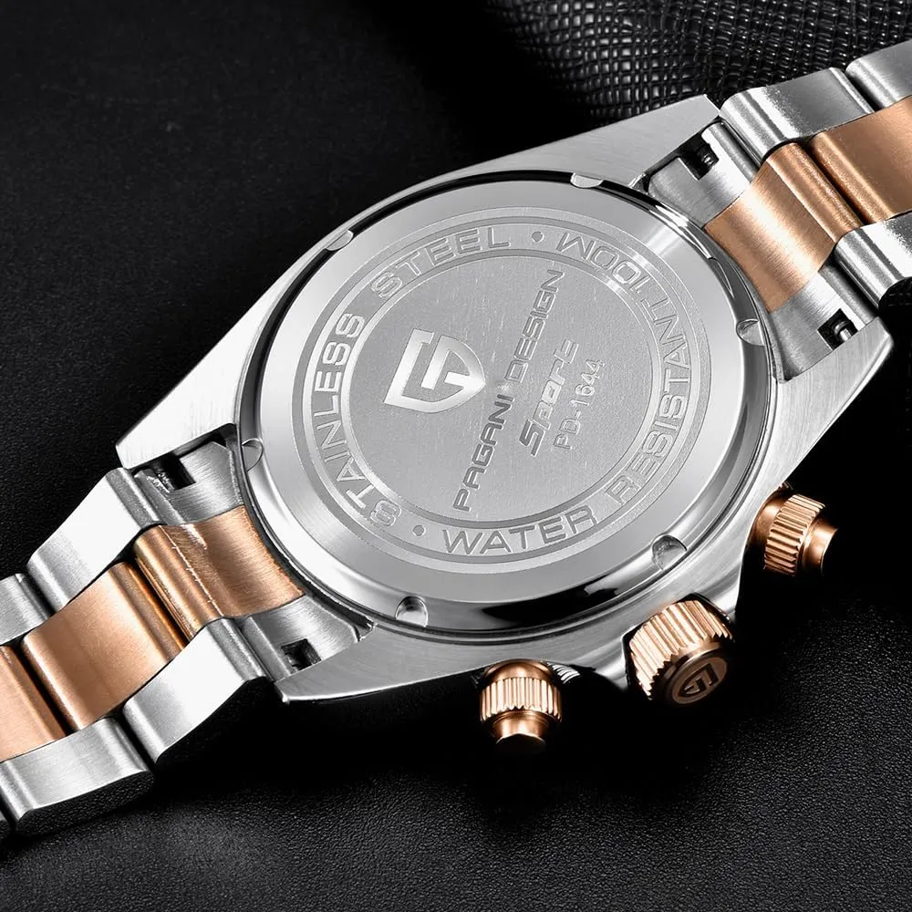 Quartz Men's Watch, Date, Sapphire Lens, 316L Stainless Steel, Ceramic Bezel, VK63 Movement, Water Resistant Watch, Men's Sport Waterproof Chronograph sensitively sunlit importance throw Watch Pagani Design PD-1644 