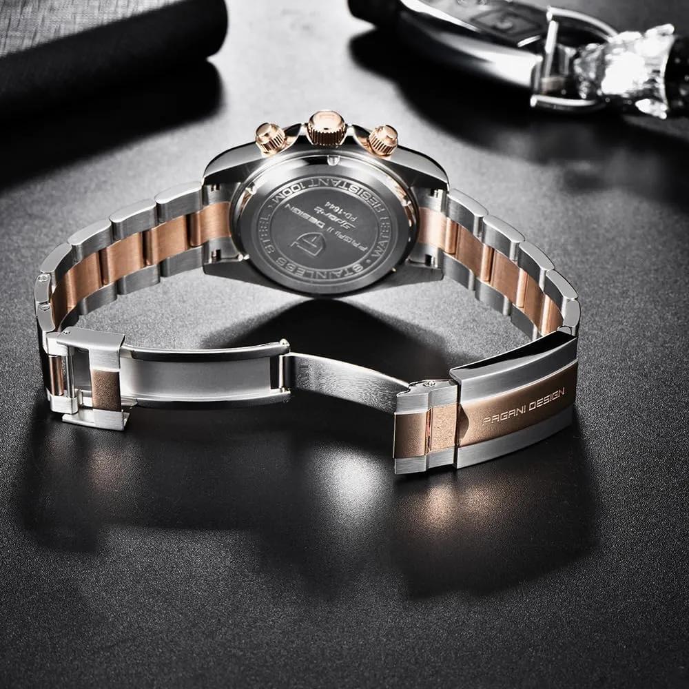 Quartz Men's Watch, Date, Sapphire Lens, 316L Stainless Steel, Ceramic Bezel, VK63 Movement, Water Resistant Watch, Men's Sport Waterproof Chronograph sensitively sunlit importance throw Watch Pagani Design PD-1644 