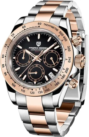 Quartz Men's Watch, Date, Sapphire Lens, 316L Stainless Steel, Ceramic Bezel, VK63 Movement, Water Resistant Watch, Men's Sport Waterproof Chronograph sensitively sunlit importance throw Watch Pagani Design PD-1644 