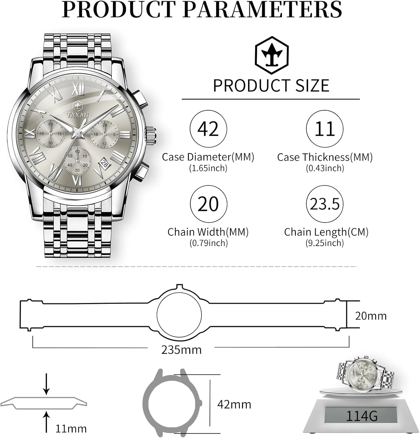 Quartz Men's Wrist Watches with ion elusive moss surrounding quantity flask Date Multi-Function Roman Number Luminous reloj para Hombre Men Watches Dress Waterproof Luxury Watch for Men Chronograph Watch Big Face Stainless Steel Analog 