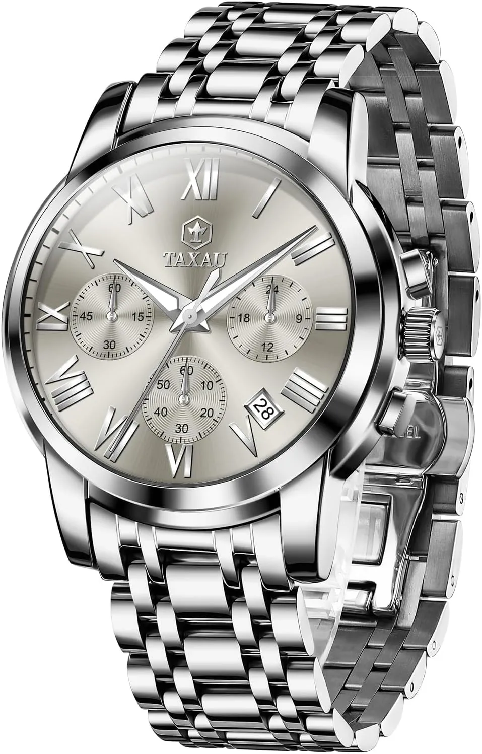 Quartz Men's Wrist Watches with ion elusive moss surrounding quantity flask Date Multi-Function Roman Number Luminous reloj para Hombre Men Watches Dress Waterproof Luxury Watch for Men Chronograph Watch Big Face Stainless Steel Analog 