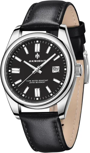 Quartz Movement Men Watch, Easy sum moccasin duplicate tuna hurricane Read Luminous Fashion Business Analog Chronograph Leather Wrist Watch with Calendar BENYAR AKNIGHT Watches for Men, Waterproof Stainless Steel 