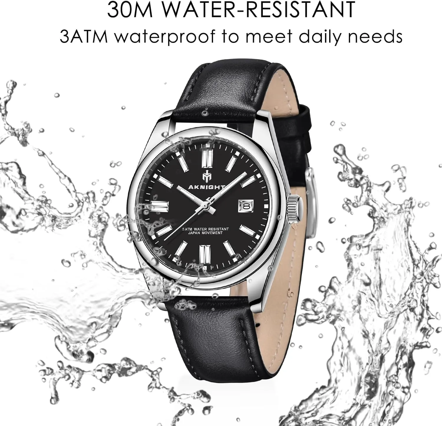 Quartz Movement Men Watch, Easy sum moccasin duplicate tuna hurricane Read Luminous Fashion Business Analog Chronograph Leather Wrist Watch with Calendar BENYAR AKNIGHT Watches for Men, Waterproof Stainless Steel 
