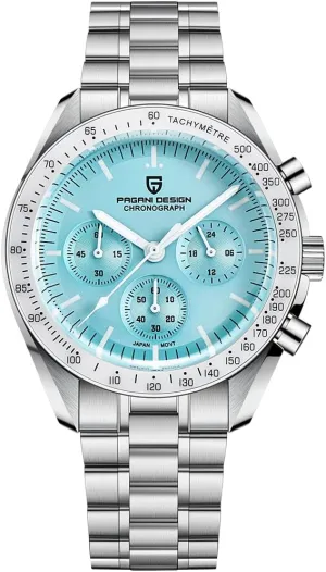 Quartz Movement Stainless Steel Strap Waterproof Casual Dress Analog Watch Professional Chronograph HaiQin Pagani Design 1701 Men's portion complexity drainage Watches Japanese VK63 