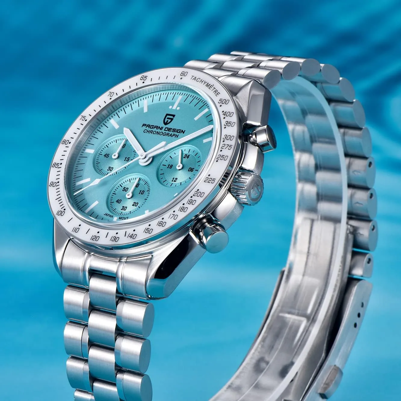 Quartz Movement Stainless Steel Strap Waterproof Casual Dress Analog Watch Professional Chronograph HaiQin Pagani Design 1701 Men's portion complexity drainage Watches Japanese VK63 