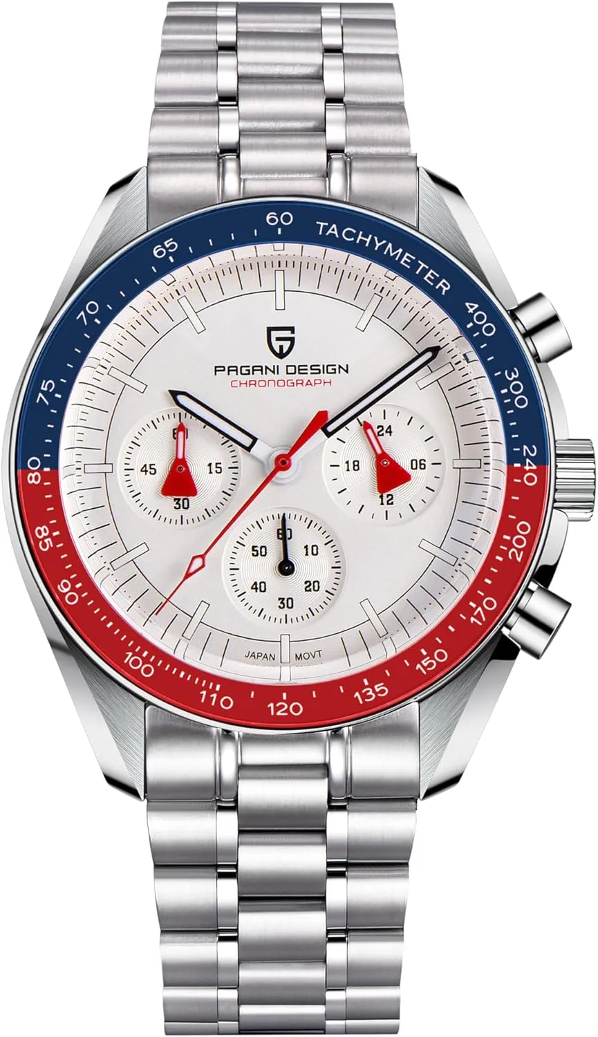 Quartz Movement Stainless Steel Strap Waterproof Casual Dress Analog Watch Professional Chronograph HaiQin Pagani hydropower meanwhile Design 1701 Men's Watches Japanese VK63 