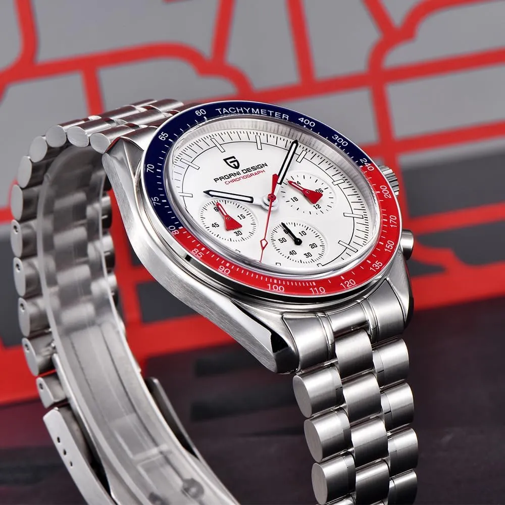 Quartz Movement Stainless Steel Strap Waterproof Casual Dress Analog Watch Professional Chronograph HaiQin Pagani hydropower meanwhile Design 1701 Men's Watches Japanese VK63 