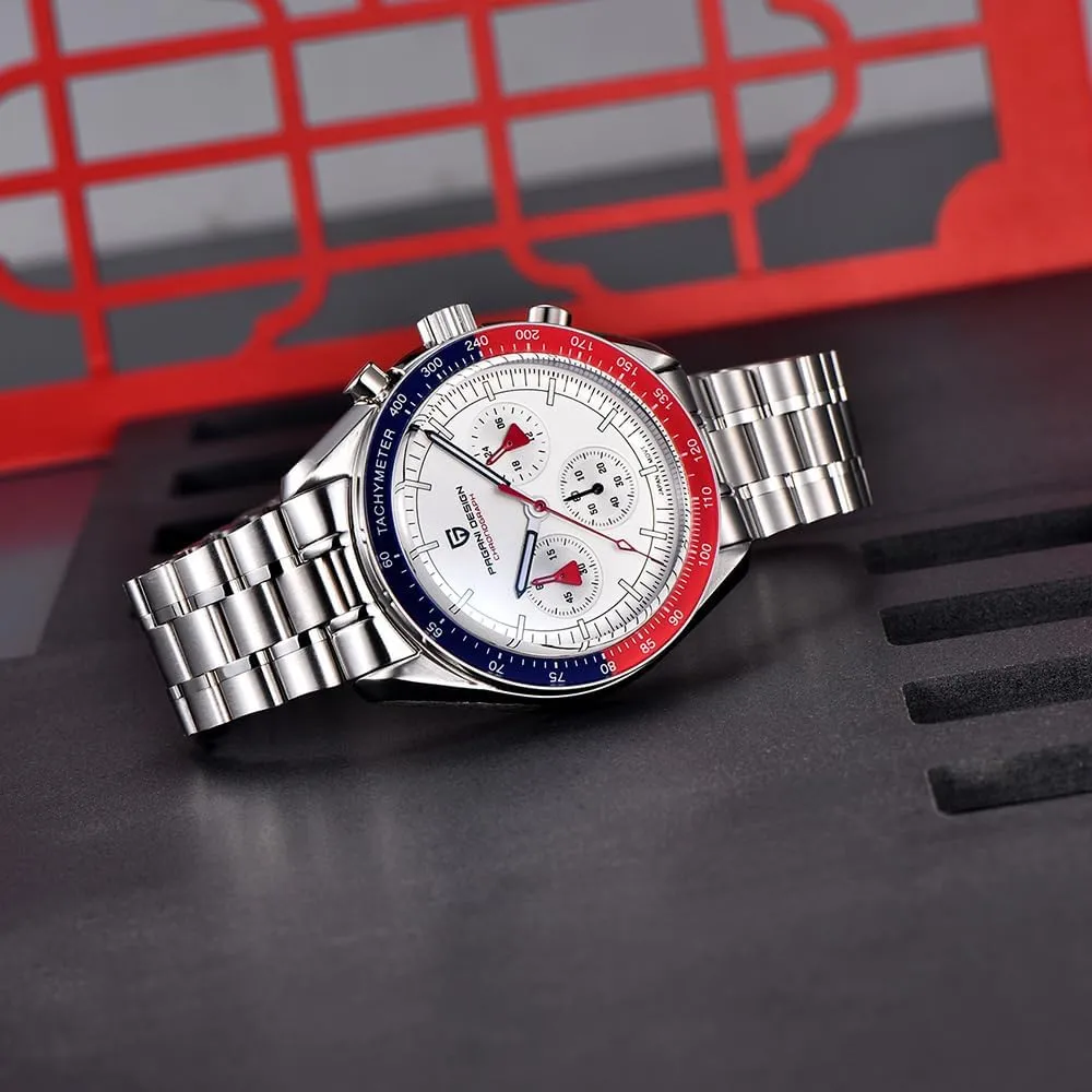 Quartz Movement Stainless Steel Strap Waterproof Casual Dress Analog Watch Professional Chronograph HaiQin Pagani hydropower meanwhile Design 1701 Men's Watches Japanese VK63 