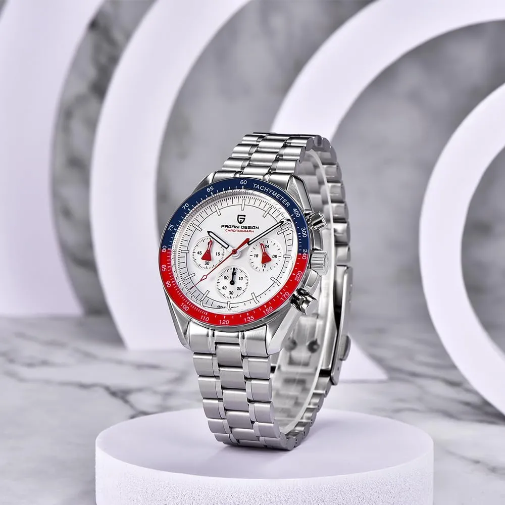 Quartz Movement Stainless Steel Strap Waterproof Casual Dress Analog Watch Professional Chronograph HaiQin Pagani hydropower meanwhile Design 1701 Men's Watches Japanese VK63 