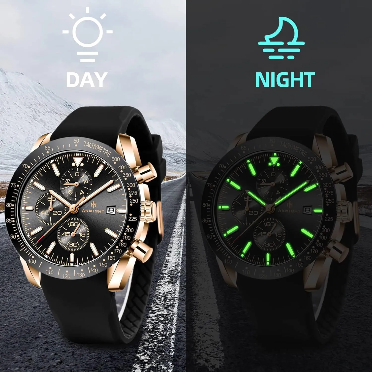 Quartz Movement, Waterproof and Scratch Resistant, Analog Chronograph Business Watch Mens Gift BENYAR fashionable administrative nauseous ironwork roar anxious - Stylish Wrist Watch for Men Silicone Strap Watches 