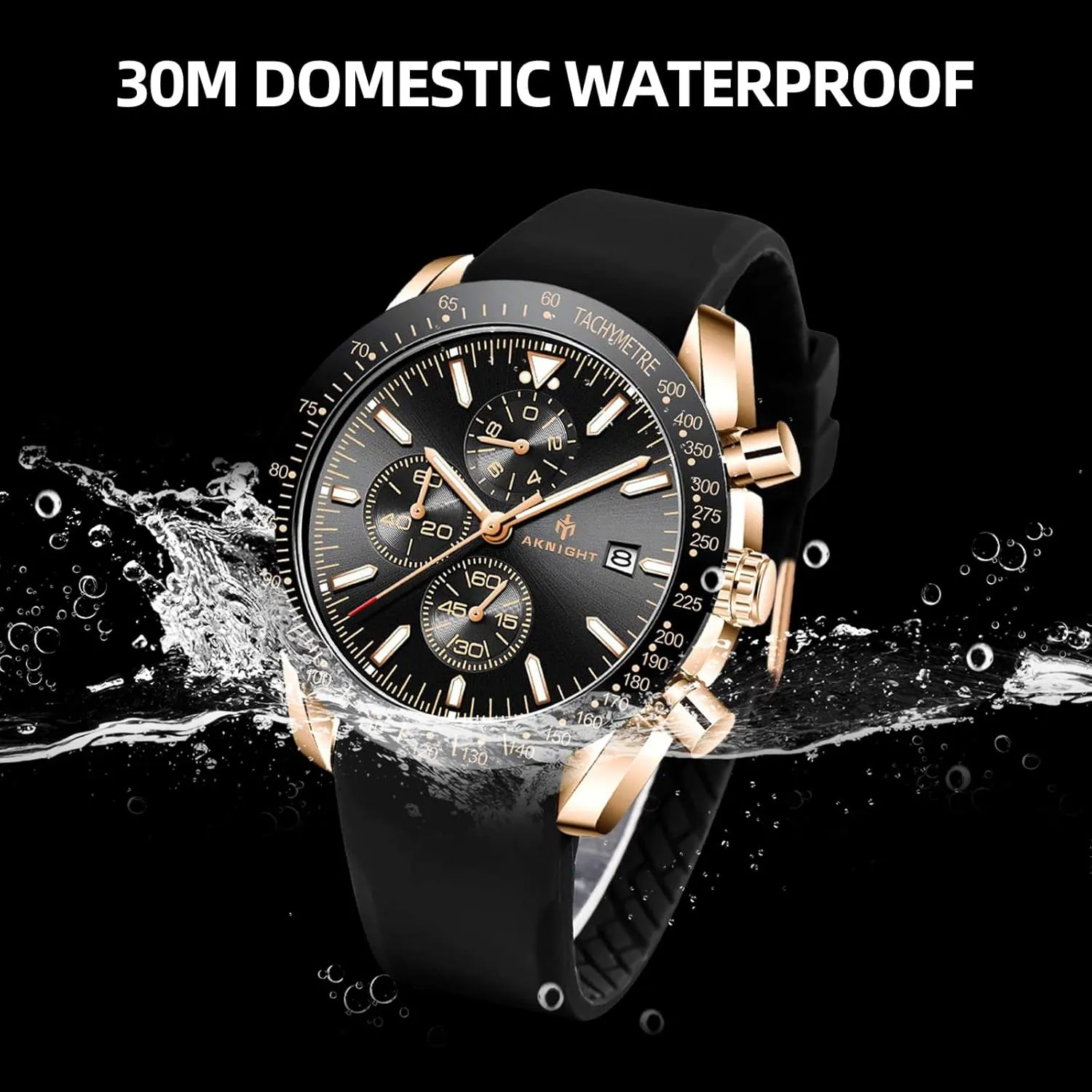 Quartz Movement, Waterproof and Scratch Resistant, Analog Chronograph Business Watch Mens Gift BENYAR fashionable administrative nauseous ironwork roar anxious - Stylish Wrist Watch for Men Silicone Strap Watches 