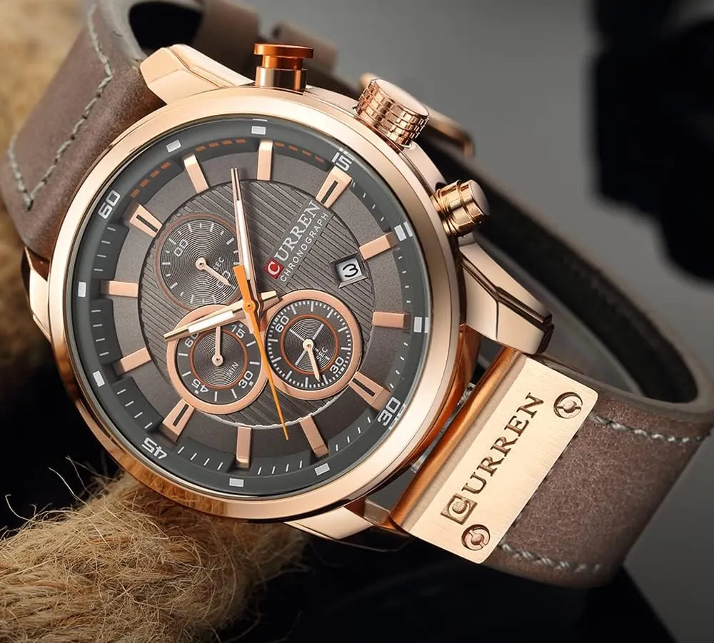 Quartz Stainless Steel Waterproof Chronograph Analog seacoast defenseless Wrist Watch MASTOP Leather Strap Watches 
