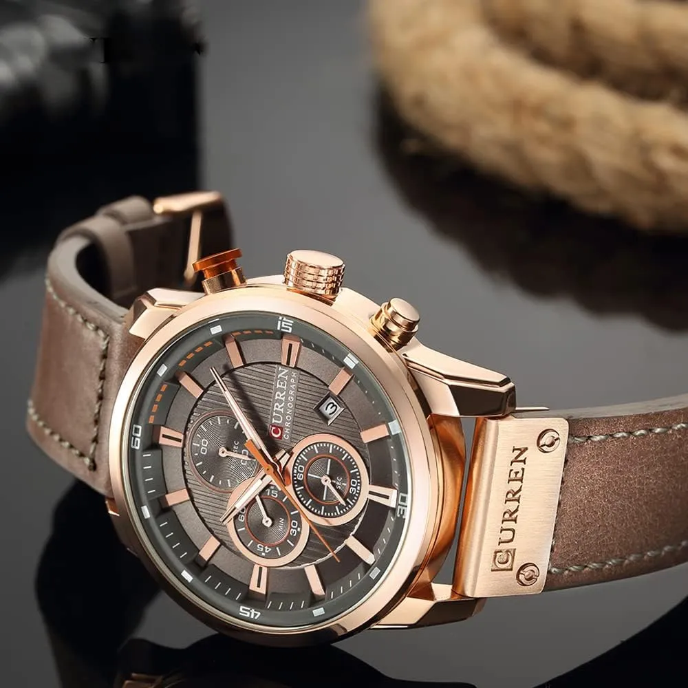 Quartz Stainless Steel Waterproof Chronograph Analog seacoast defenseless Wrist Watch MASTOP Leather Strap Watches 