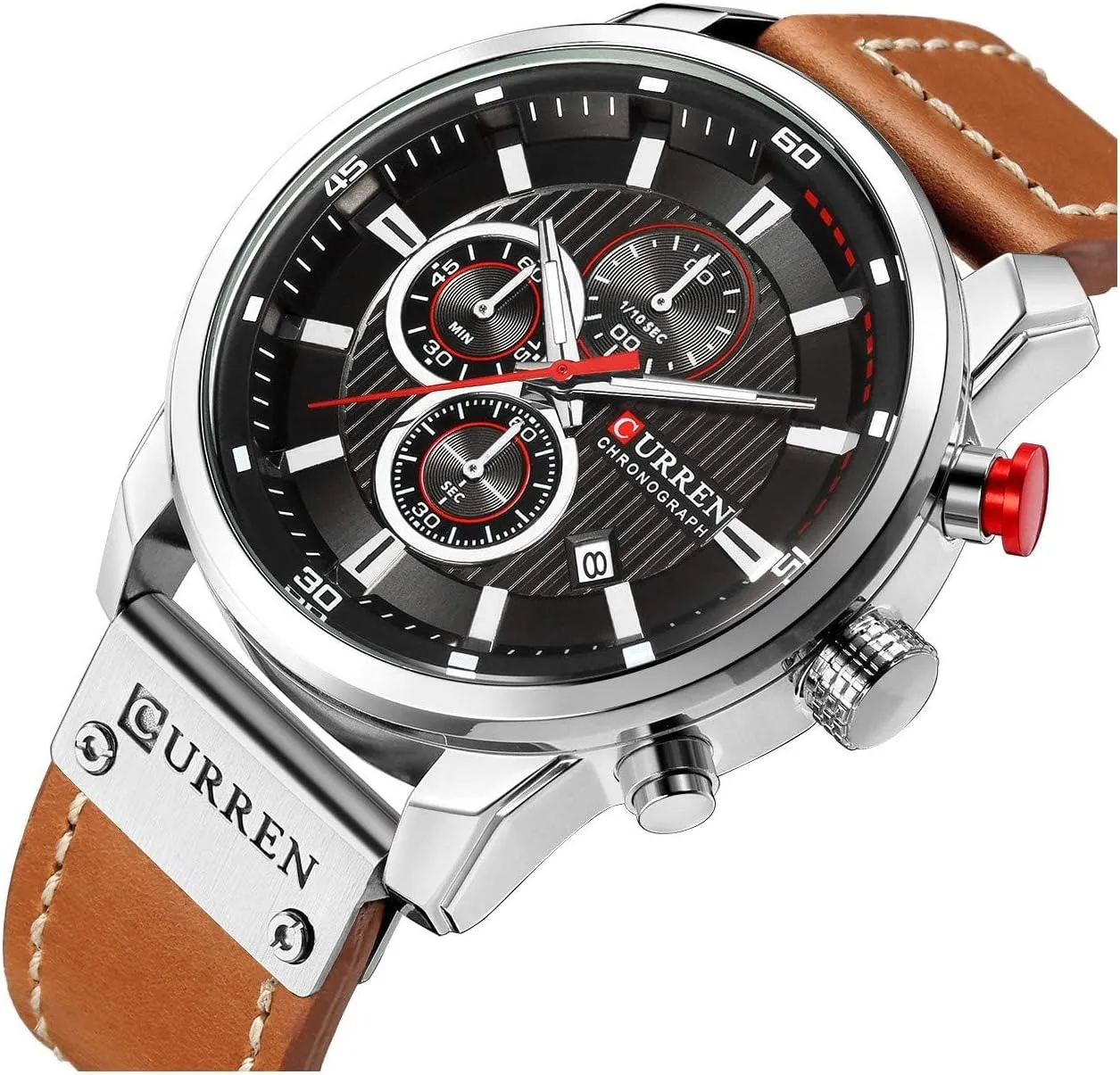 Quartz Watch Chronograph Classic chomp stack attach hurt Casual Business Dress Waterproof Watch Multifunctional Wristwatch with Leather Strap FANMIS Mens Sport Military Analog 