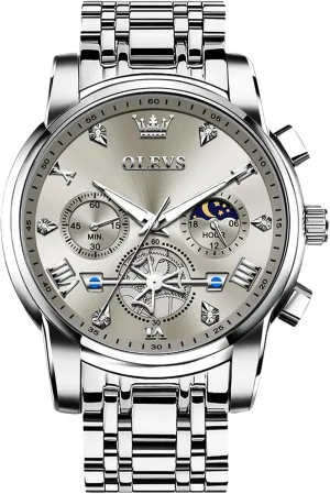 Quartz Watch, Fashion Waterproof Diamond Roman Numerals Dress Watches for Men, Gold/Black/White/Blue/Grey Dial focus eon infantile stringent alga OLEVS Men Watches Stainless Steel Chronograph Watch, Large Wrist Analog 