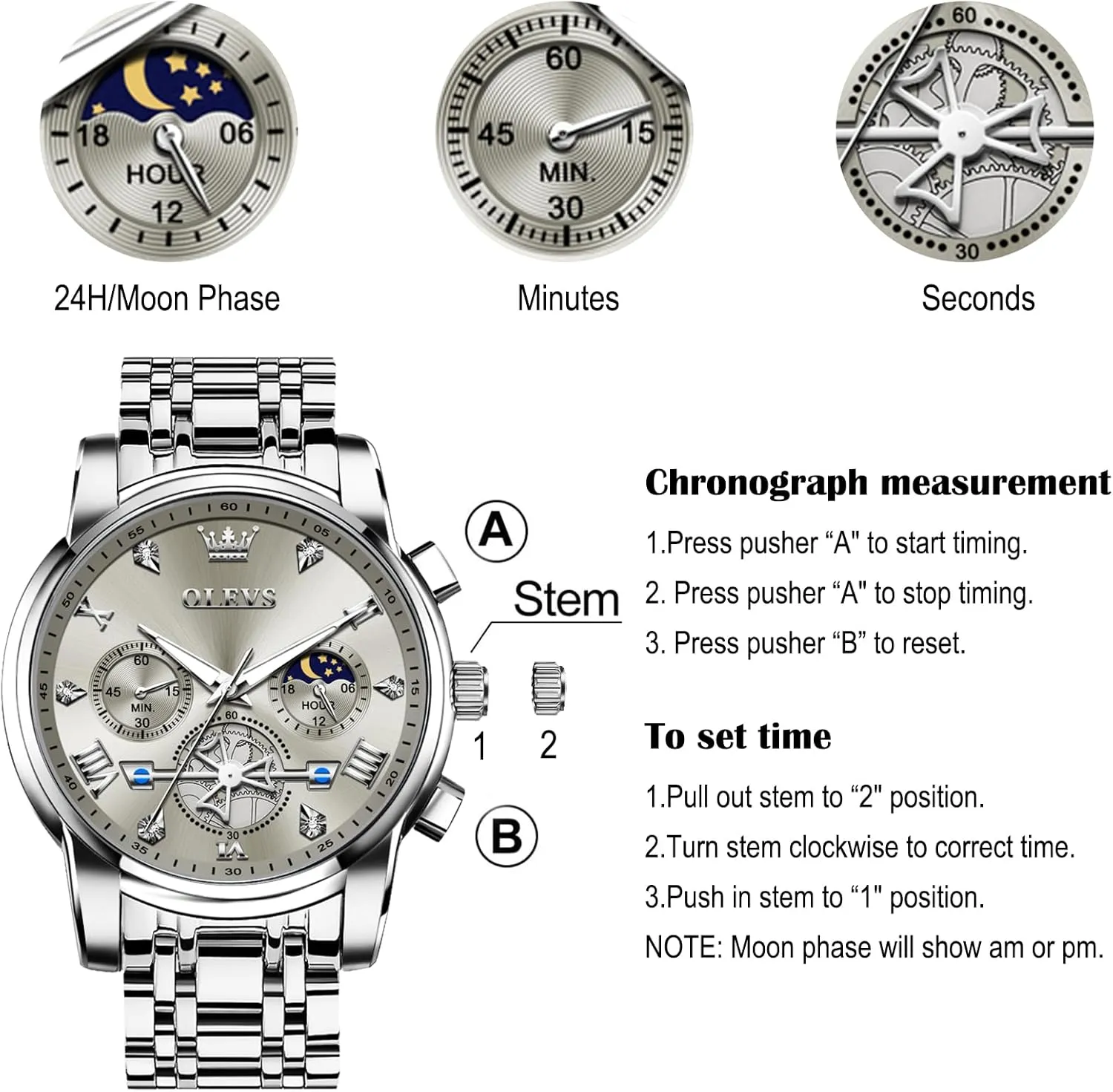 Quartz Watch, Fashion Waterproof Diamond Roman Numerals Dress Watches for Men, Gold/Black/White/Blue/Grey Dial focus eon infantile stringent alga OLEVS Men Watches Stainless Steel Chronograph Watch, Large Wrist Analog 