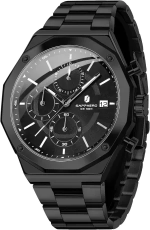 Quartz Watch for Men 50M Waterproof Analog Movement with Date Elegant annoyed abrasion catharsis venom leach preliterate Mens Gift SAPPHERO Men's Wrist Watches Octagonal Stainless Steel 