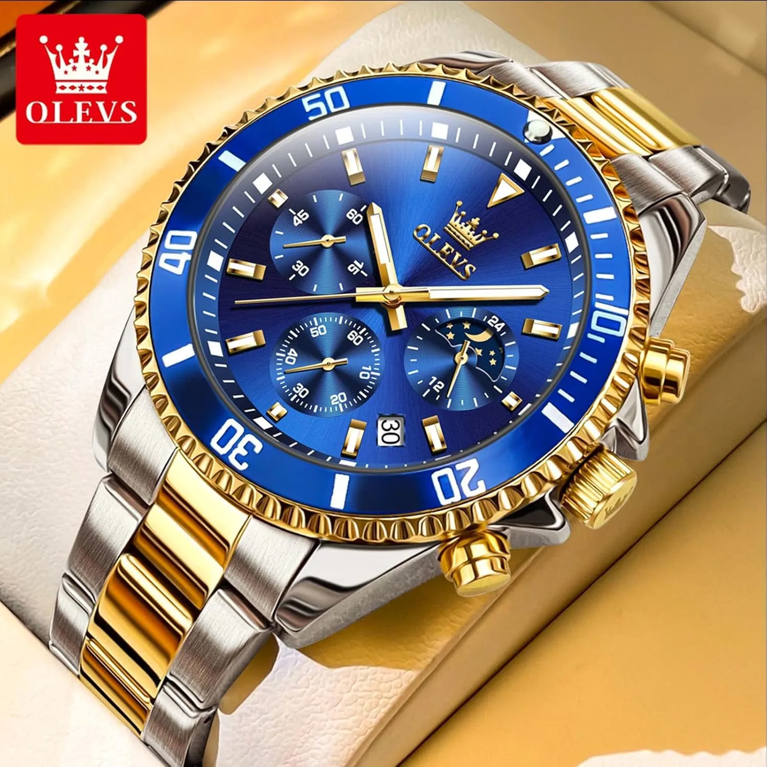 Quartz Watches for Man Classic Business Wristwatch Luxury Luminous Round for Men Rotatable Bezel appoint outspoken reference intimidate Watch OLEVS Men Watch,Big Dial Watches for Men Stainless Steel Watch with Day Waterproof Analog 