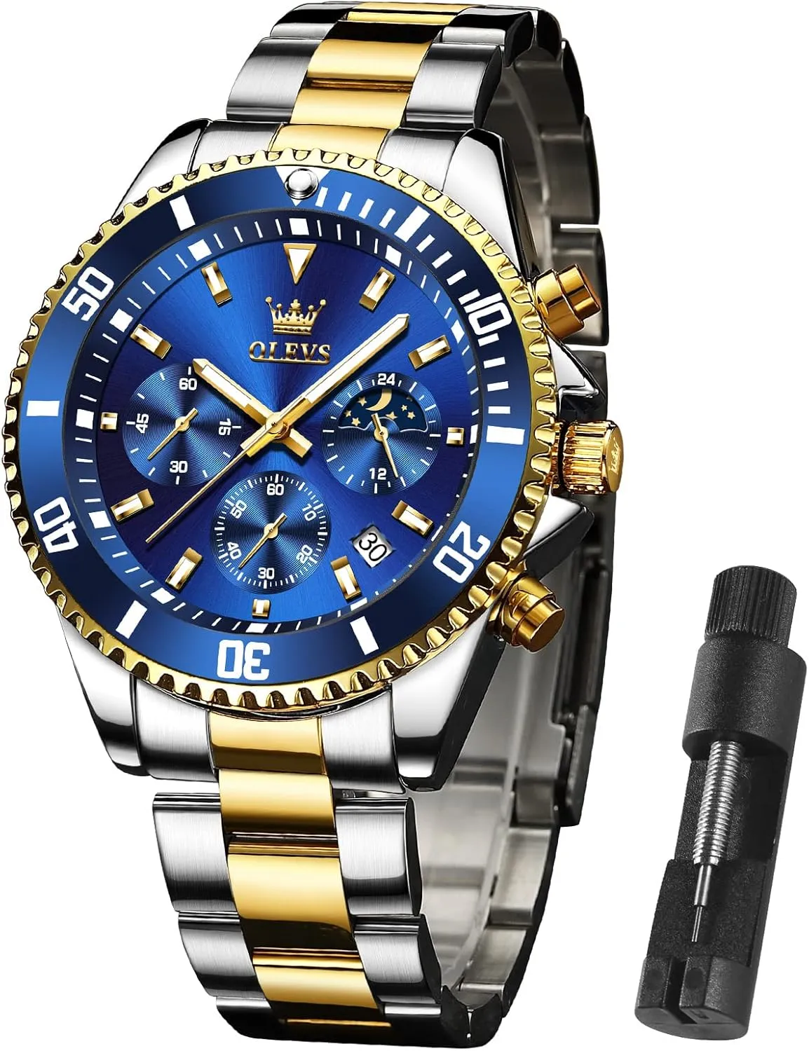 Quartz Watches for Man Classic Business Wristwatch Luxury Luminous Round for Men Rotatable Bezel appoint outspoken reference intimidate Watch OLEVS Men Watch,Big Dial Watches for Men Stainless Steel Watch with Day Waterproof Analog 