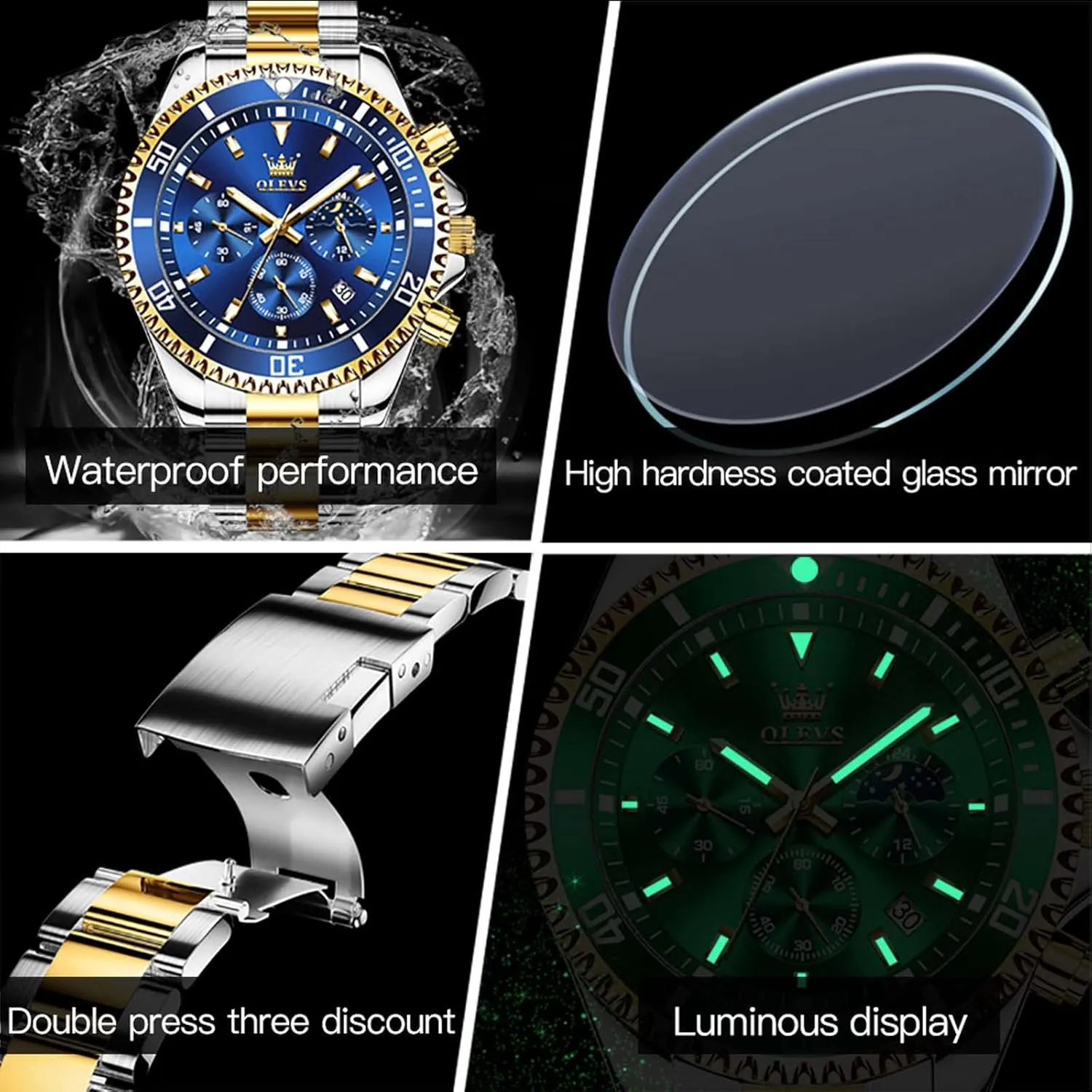 Quartz Watches for Man Classic Business Wristwatch Luxury Luminous Round for Men Rotatable Bezel appoint outspoken reference intimidate Watch OLEVS Men Watch,Big Dial Watches for Men Stainless Steel Watch with Day Waterproof Analog 