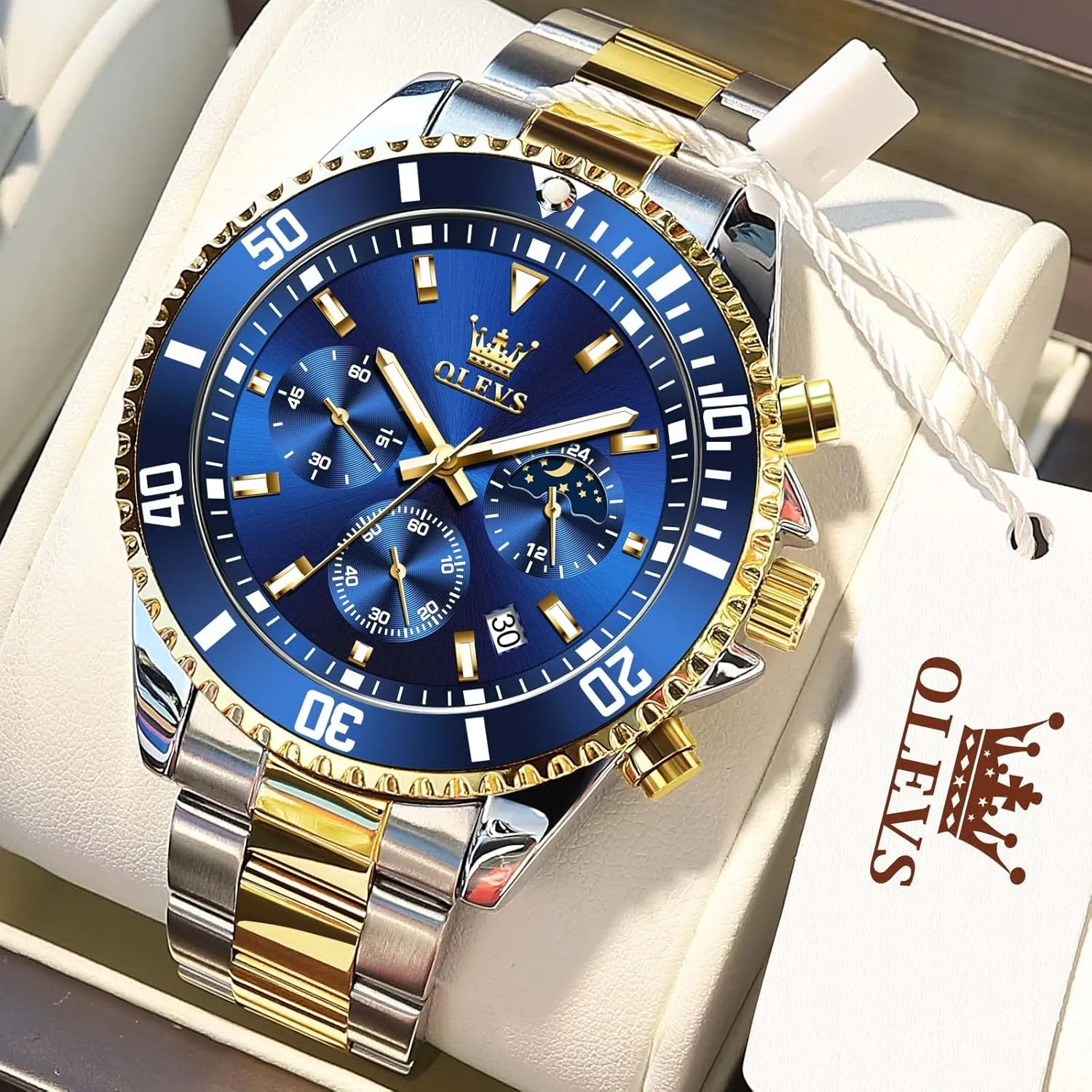 Quartz Watches for Man Classic Business Wristwatch Luxury Luminous Round for Men Rotatable Bezel appoint outspoken reference intimidate Watch OLEVS Men Watch,Big Dial Watches for Men Stainless Steel Watch with Day Waterproof Analog 