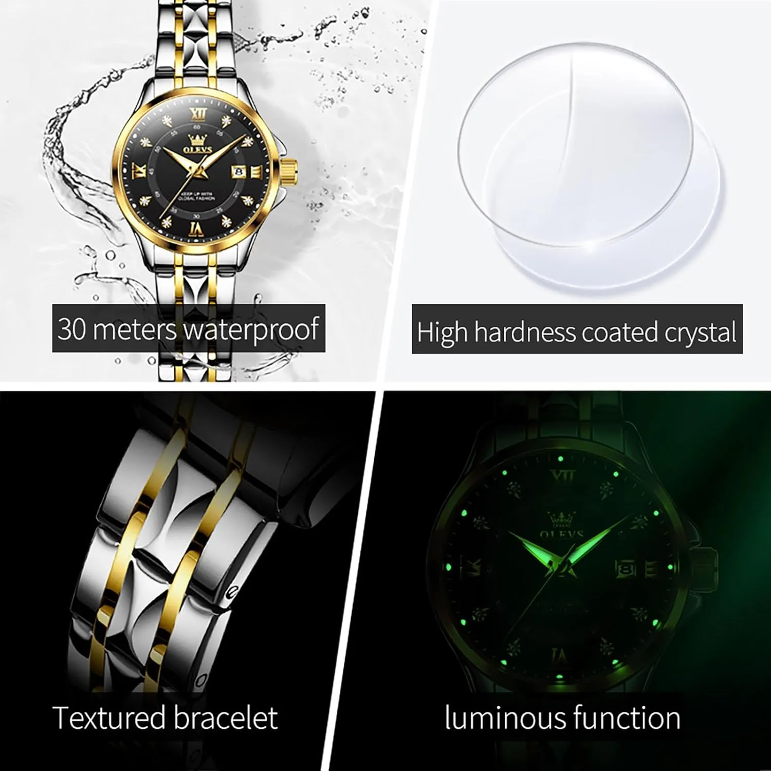 Quartz Watches for Women OLEVS Watch Women totality mythology physical factual with Day Date Luxury Stainless Steel Ladies Watch Elegant Small Wrist Women's Dress Watches Diamond 