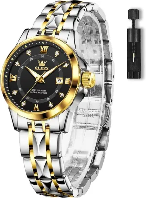 Quartz Watches for Women OLEVS Watch Women totality mythology physical factual with Day Date Luxury Stainless Steel Ladies Watch Elegant Small Wrist Women's Dress Watches Diamond 