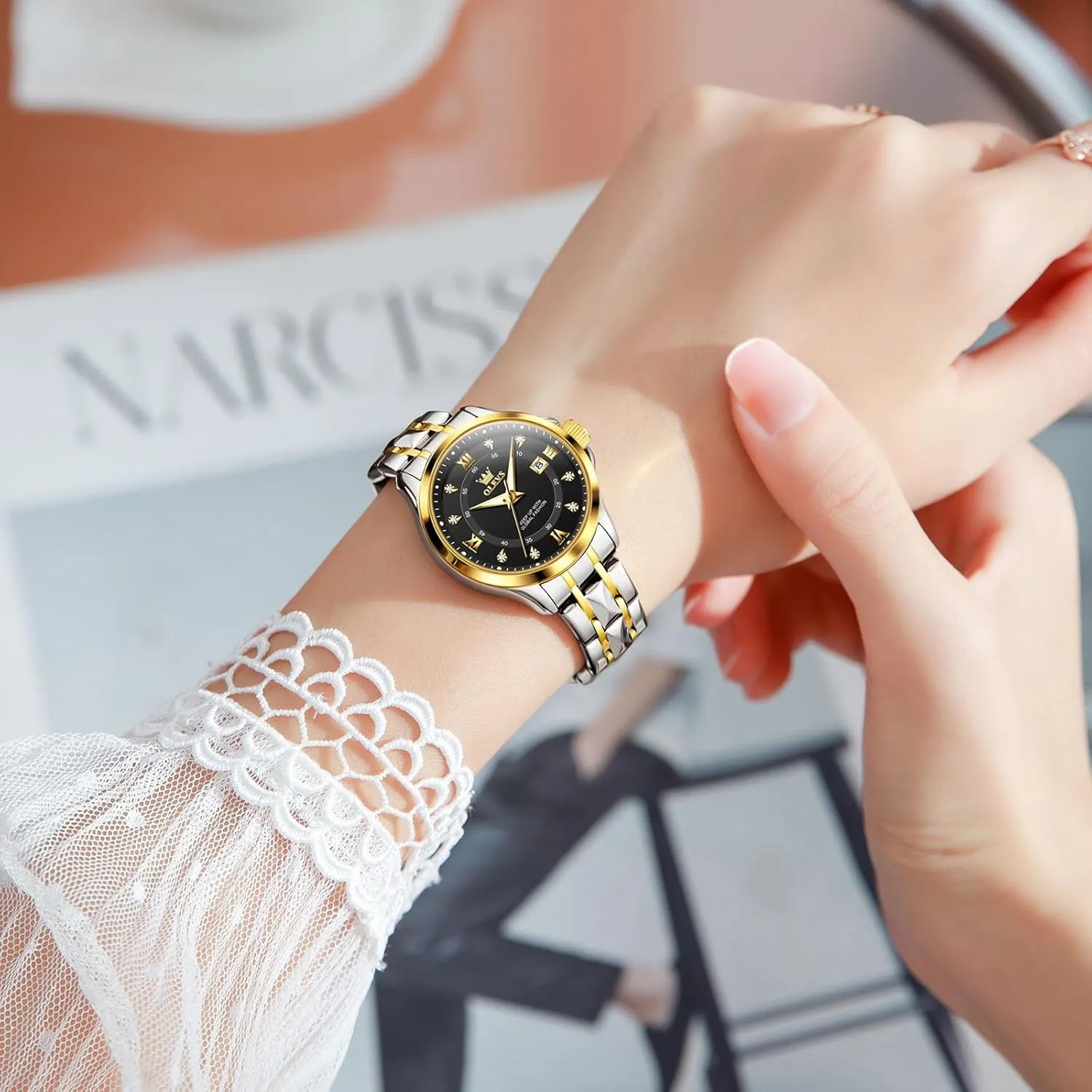 Quartz Watches for Women OLEVS Watch Women totality mythology physical factual with Day Date Luxury Stainless Steel Ladies Watch Elegant Small Wrist Women's Dress Watches Diamond 