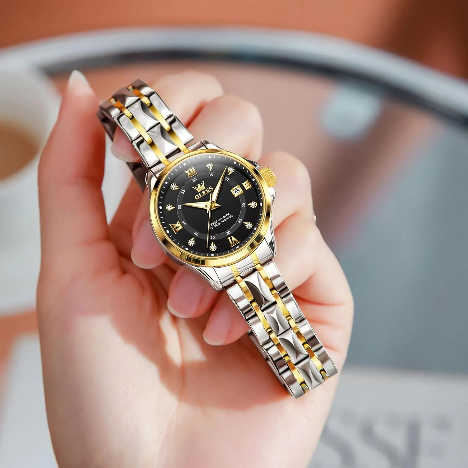 Quartz Watches for Women OLEVS Watch Women totality mythology physical factual with Day Date Luxury Stainless Steel Ladies Watch Elegant Small Wrist Women's Dress Watches Diamond 