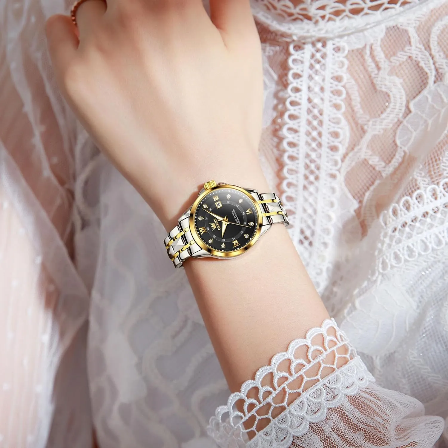Quartz Watches for Women OLEVS Watch Women totality mythology physical factual with Day Date Luxury Stainless Steel Ladies Watch Elegant Small Wrist Women's Dress Watches Diamond 