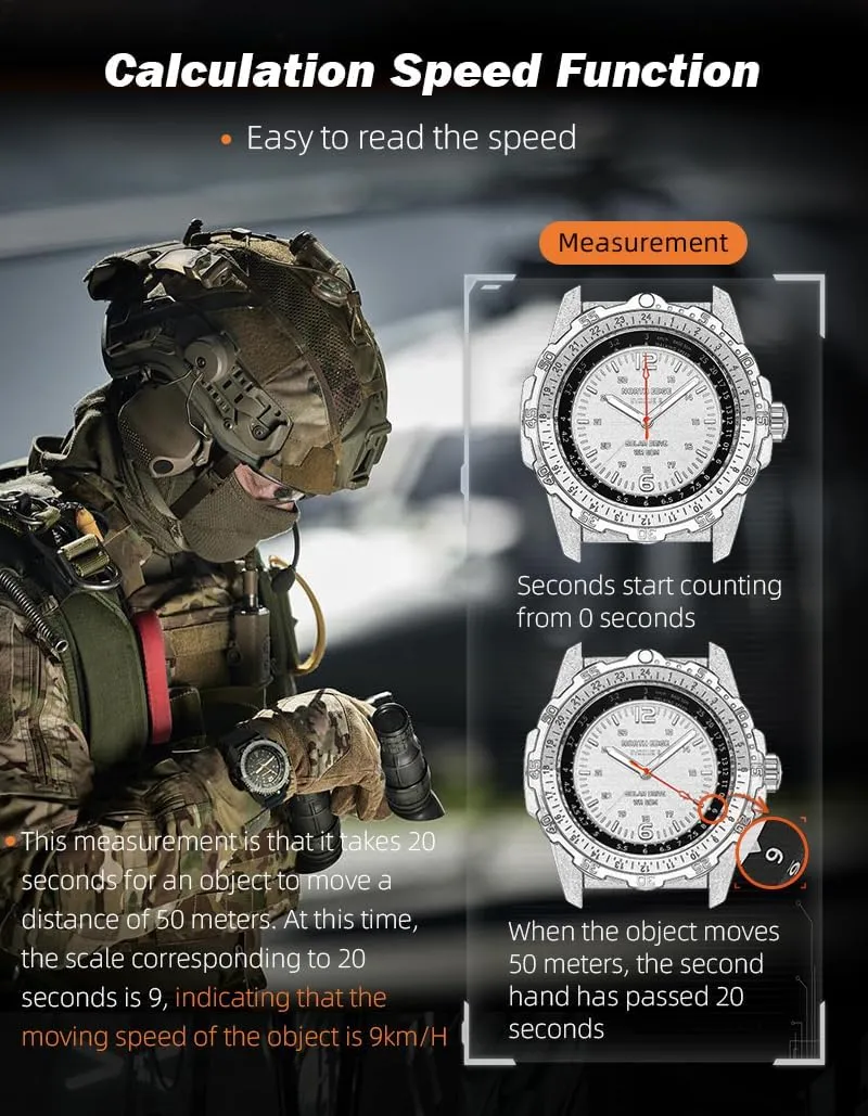 Quartz Watches Mechanical Style Outdoor Waterproof Men's Pilot Watch Solar rear Powered Watch for Men Lightweight and with a Battery Life of Up to 180 Days 