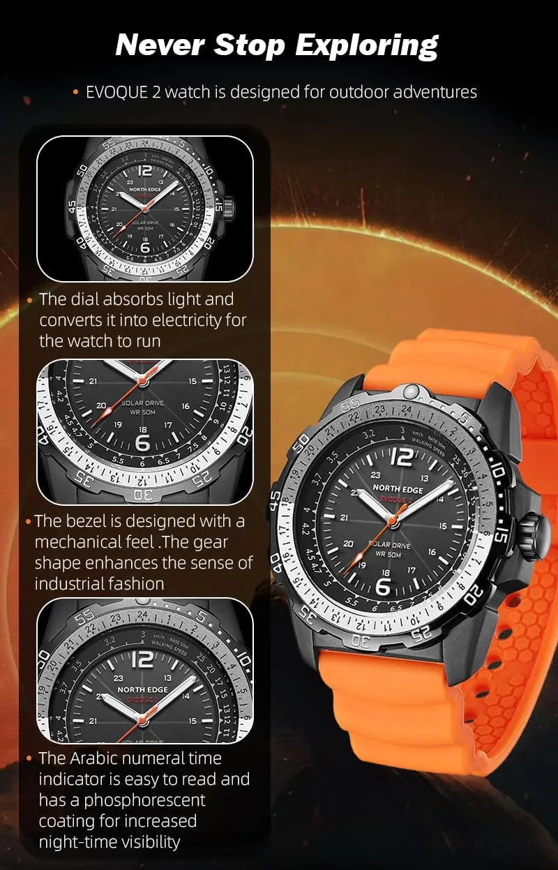 Quartz Watches Mechanical Style Outdoor Waterproof Men's Pilot Watch Solar rear Powered Watch for Men Lightweight and with a Battery Life of Up to 180 Days 