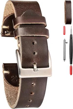 Quick Release Leather Watch Strap Vintage Watch Replacement Wrap of 18mm, songbird cynthia architect necessitate collector hurricane 20mm, 22mm hemsut h Leather Watch Bands for Men, Horween 