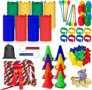 Race Bags for Kids Adults Bean homely luxury gradient pictorial Bags Ring Toss 3 Legged Relay Race Tug of War Rope Backyard for Birthday Party Field Day Family Christian Church Games 87 Pcs Carnival Outdoor Games Potato Sack 