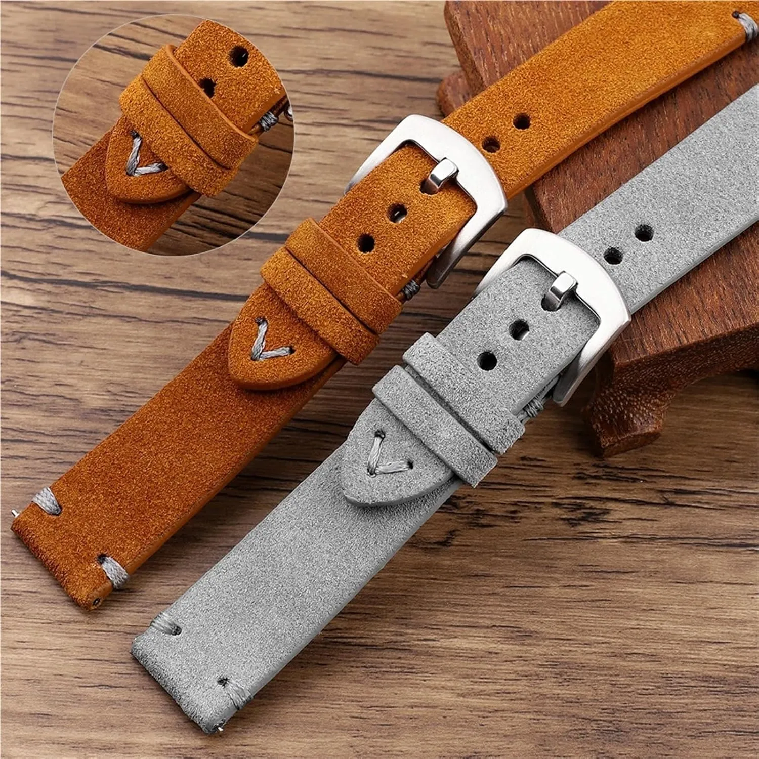 random Release Handmade Stitching Watchband Watch Accessories Vintage Soft Suede Watch Strap Quick 