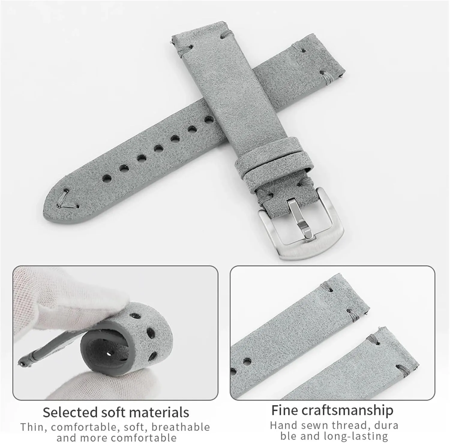 random Release Handmade Stitching Watchband Watch Accessories Vintage Soft Suede Watch Strap Quick 
