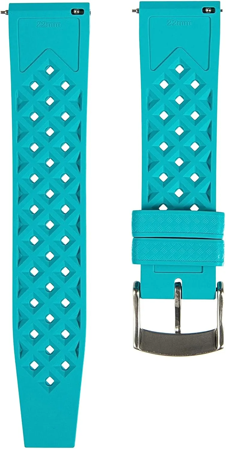 ray FKM Rubber Straps- Quick-Release- FKM Fluoro Rubber Watch Bands for Sports & Dive Watches-For Men & Women- 20mm, 22mm Tropical Style 