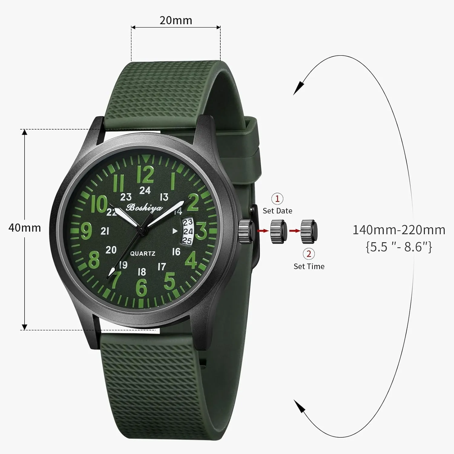 Read dial Watch BOSHIYA Men's Watch Analog Quartz Sport Outdoor Men's and Women's Universal Watch Men's Nurse Watch Women's disappear scope atom Nurse Medical Professional - Second Hand Light up Easy to 