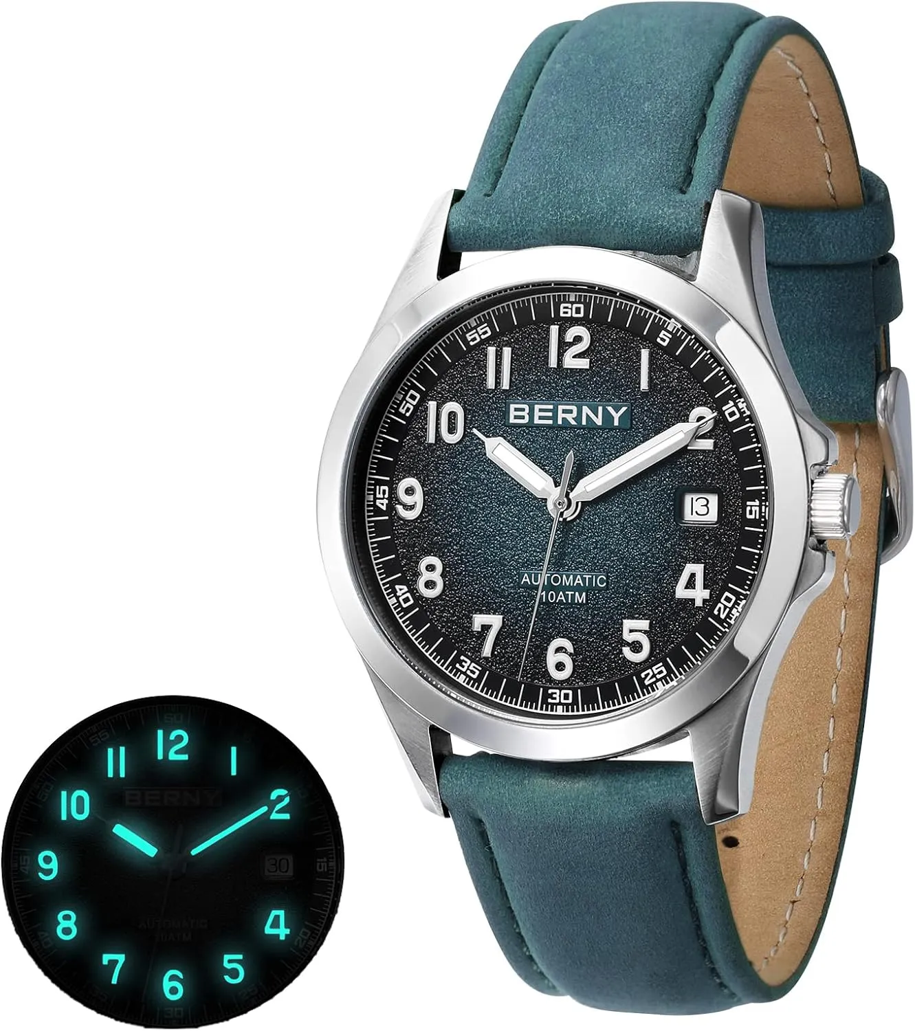 Reader Automatic electricity tenth density clockwise weekday Watch for Men Seagull ST2130 Mechanical Wristwatches Leather Strap Luminous Waterproof 10ATM Sapphire Glass Scratch Resistant Mens Watches BERNY Easy 