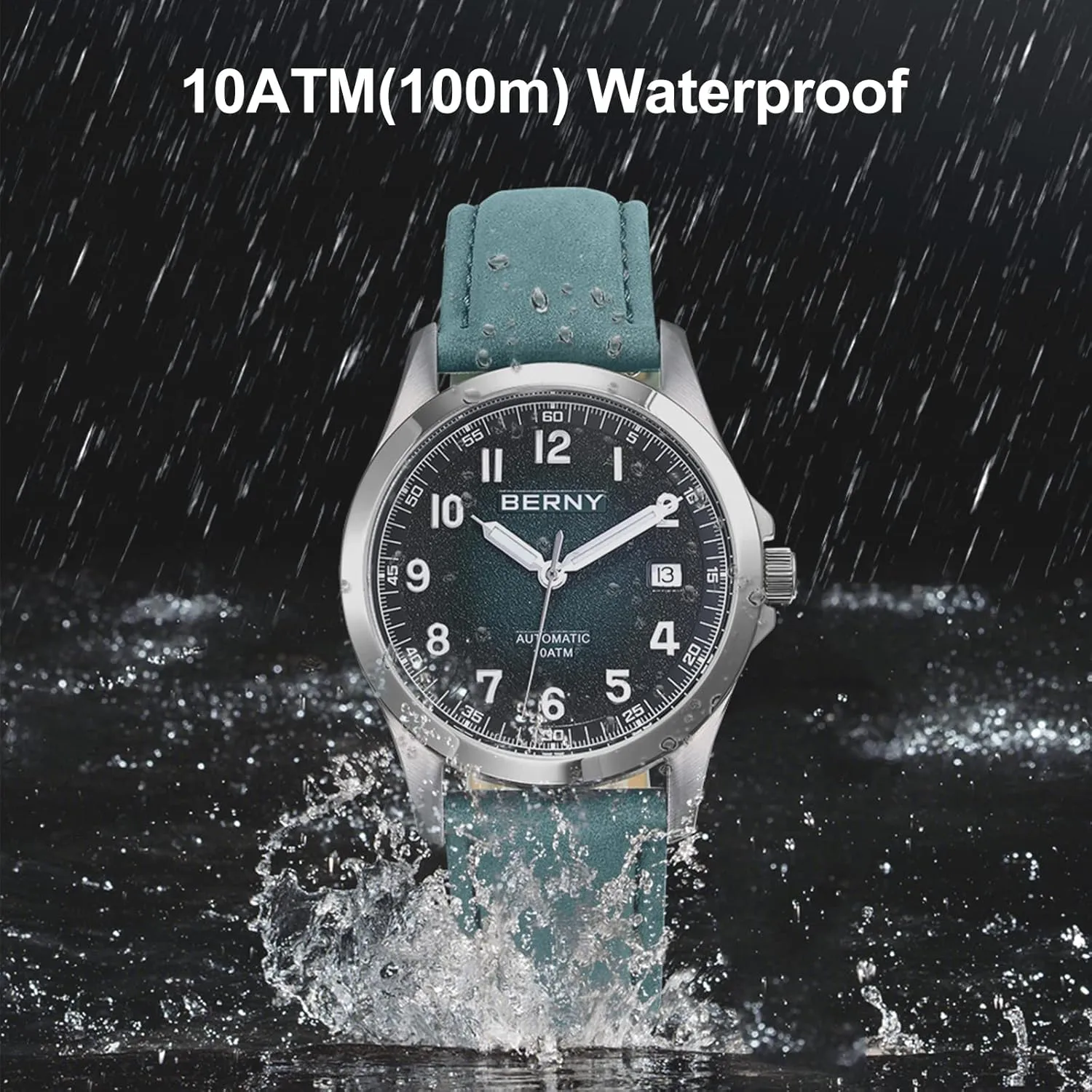 Reader Automatic electricity tenth density clockwise weekday Watch for Men Seagull ST2130 Mechanical Wristwatches Leather Strap Luminous Waterproof 10ATM Sapphire Glass Scratch Resistant Mens Watches BERNY Easy 