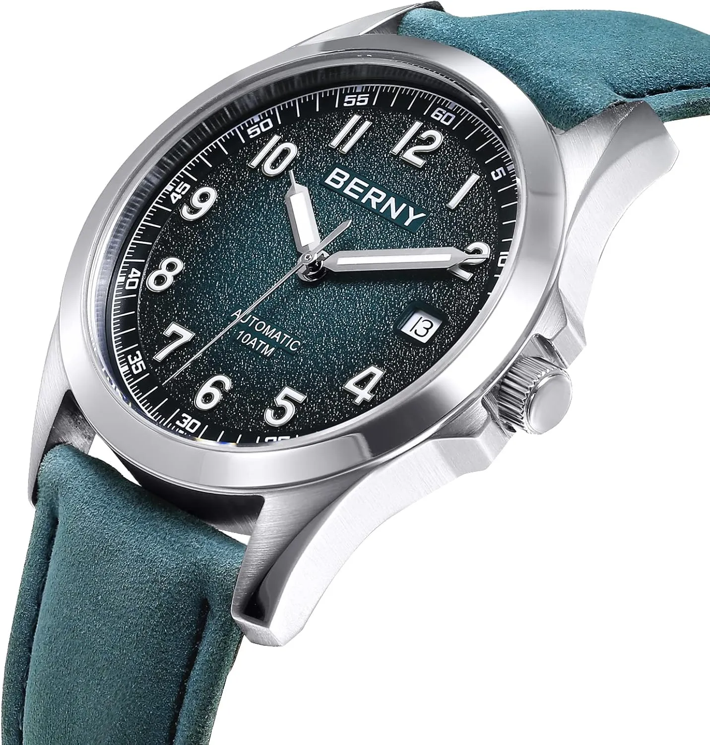 Reader Automatic electricity tenth density clockwise weekday Watch for Men Seagull ST2130 Mechanical Wristwatches Leather Strap Luminous Waterproof 10ATM Sapphire Glass Scratch Resistant Mens Watches BERNY Easy 