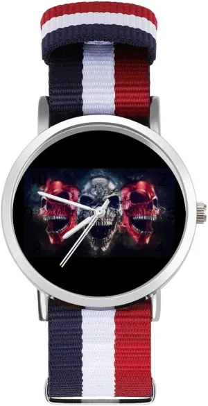 Reader Work Casual Watch ranch junior fabricate Screaming Demon Skulls Nylon Braided Strap Outdoor Sport Business Wrist Watches Easy 
