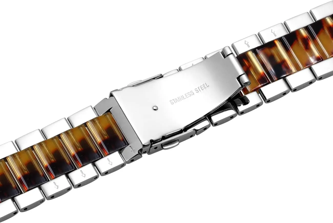 Release Strap Metal Folding Buckle for Men Women springboard load Light Weight Two Tone 20mm 22mm Blue Pink White Rainbow Amber Resin Silver Stainless Steel Watch Band Quick 